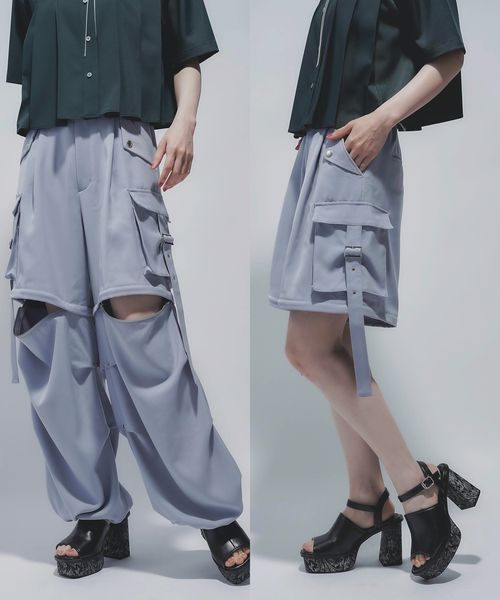 HARE 【LADIES】マルチWAYワイドカーゴパンツ ライトブルー FREE ウィメンズボトムス ハレ 572641 and ST アンドエスティ(旧ドットエスティ) HARE 【LADIES】マルチWAYワイドカーゴパンツ ライトブルー FREE ウィメンズボトムス ハレ 572641 and ST アンドエスティ(旧ドットエスティ)