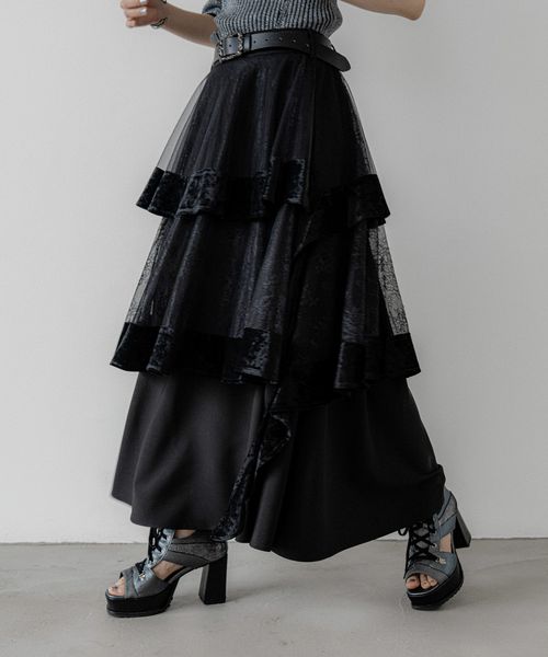 HARE 【LADIES】コンビネーションイソザイアシメフリルスカート ブラック FREE ウィメンズボトムス ハレ 574765 and ST アンドエスティ(旧ドットエスティ) HARE 【LADIES】コンビネーションイソザイアシメフリルスカート ブラック FREE ウィメンズボトムス ハレ 574765 and ST アンドエスティ(旧ドットエスティ)