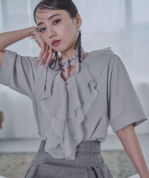 HARE 【LADIES】フリルブラウスシャツ ライトグレー FREE ウィメンズインナー ハレ 575647 and ST アンドエスティ(旧ドットエスティ) HARE 【LADIES】フリルブラウスシャツ ライトグレー FREE ウィメンズインナー ハレ 575647 and ST アンドエスティ(旧ドットエスティ)