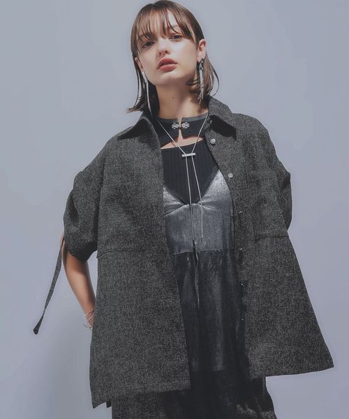HARE 【SET UP対応 LADIES】ツイーディオーバーシャツ ブラック FREE ウィメンズインナー ハレ 576507 and ST アンドエスティ(旧ドットエスティ) HARE 【SET UP対応 LADIES】ツイーディオーバーシャツ ブラック FREE ウィメンズインナー ハレ 576507 and ST アンドエスティ(旧ドットエスティ)