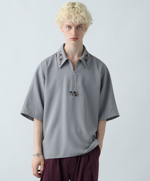 HARE フラワーハーフZIPシシュウシャツ ライトグレー FREE メンズインナー ハレ 578284 and ST アンドエスティ(旧ドットエスティ) HARE フラワーハーフZIPシシュウシャツ ライトグレー FREE メンズインナー ハレ 578284 and ST アンドエスティ(旧ドットエスティ)