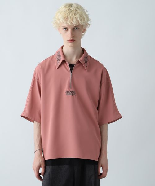 HARE フラワーハーフZIPシシュウシャツ ピンク FREE メンズインナー ハレ 578284 and ST アンドエスティ(旧ドットエスティ) HARE フラワーハーフZIPシシュウシャツ ピンク FREE メンズインナー ハレ 578284 and ST アンドエスティ(旧ドットエスティ)
