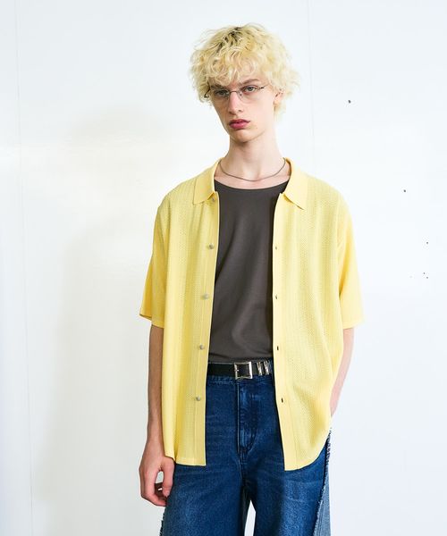 HARE パールボタンニットシャツ イエロー FREE メンズインナー ハレ 578365 and ST アンドエスティ(旧ドットエスティ) HARE パールボタンニットシャツ イエロー FREE メンズインナー ハレ 578365 and ST アンドエスティ(旧ドットエスティ)