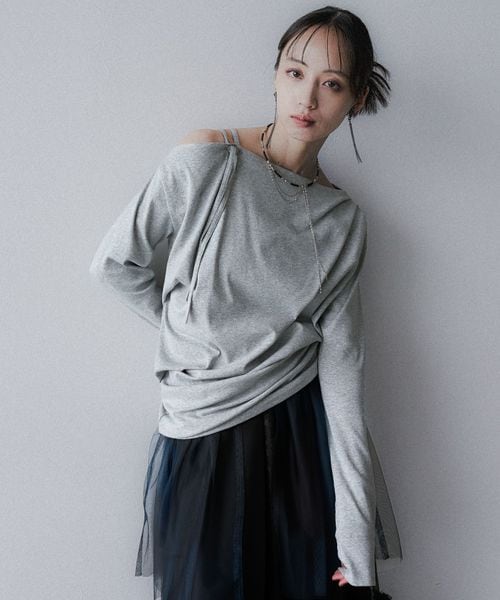 HARE 【LADIES】ドロストドレープTシャツ グレー FREE ウィメンズインナー ハレ 583560 and ST アンドエスティ(旧ドットエスティ) HARE 【LADIES】ドロストドレープTシャツ グレー FREE ウィメンズインナー ハレ 583560 and ST アンドエスティ(旧ドットエスティ)