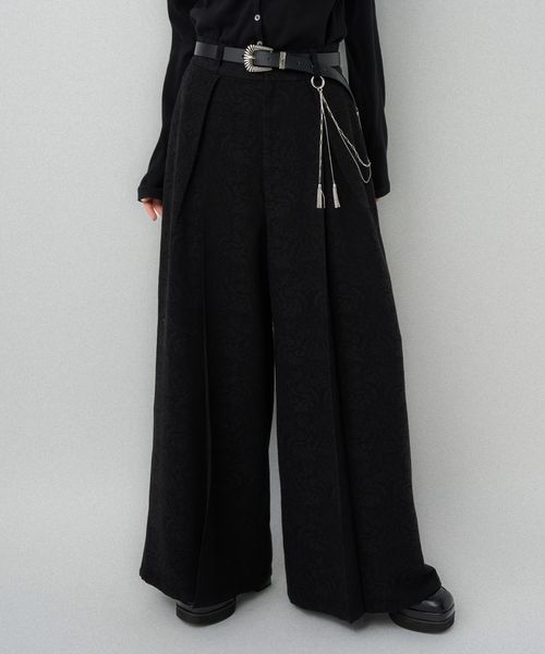 HARE 【SET UP対応 LADIES】VINTAGEジャガードワイドパンツ ブラック FREE ウィメンズボトムス ハレ 588812 and ST アンドエスティ(旧ドットエスティ) HARE 【SET UP対応 LADIES】VINTAGEジャガードワイドパンツ ブラック FREE ウィメンズボトムス ハレ 588812 and ST アンドエスティ(旧ドットエスティ)