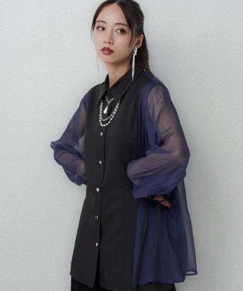 HARE 【LADIES】シアーキリカエデザインシャツ ネイビー FREE ウィメンズインナー ハレ 588877 and ST アンドエスティ(旧ドットエスティ) HARE 【LADIES】シアーキリカエデザインシャツ ネイビー FREE ウィメンズインナー ハレ 588877 and ST アンドエスティ(旧ドットエスティ)