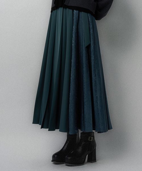 HARE 【SETUP対応 LADIES】アシメジャガードプリーツスカート グリーン FREE ウィメンズボトムス ハレ 589163 and ST アンドエスティ(旧ドットエスティ) HARE 【SETUP対応 LADIES】アシメジャガードプリーツスカート グリーン FREE ウィメンズボトムス ハレ 589163 and ST アンドエスティ(旧ドットエスティ)