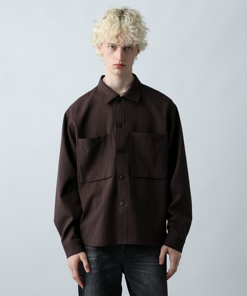 HARE 【SET UP対応】クリスプダブルポケットシャツ ブラウン FREE メンズインナー ハレ 589872 and ST アンドエスティ（旧ドットエスティ）
