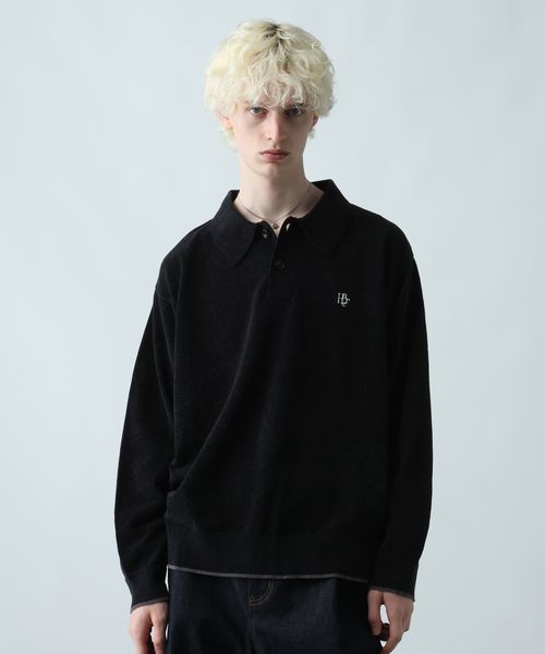 HARE ロゴモールニットポロ ブラック S メンズインナー ハレ 589907 and ST アンドエスティ(旧ドットエスティ) HARE ロゴモールニットポロ ブラック S メンズインナー ハレ 589907 and ST アンドエスティ(旧ドットエスティ)