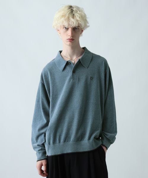 HARE ロゴモールニットポロ ブルー M メンズインナー ハレ 589907 and ST アンドエスティ(旧ドットエスティ) HARE ロゴモールニットポロ ブルー M メンズインナー ハレ 589907 and ST アンドエスティ(旧ドットエスティ)