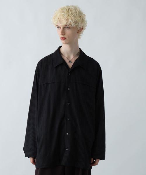 HARE BIGカラーストライプシャツ ブラック FREE メンズインナー ハレ 592190 and ST アンドエスティ(旧ドットエスティ) HARE BIGカラーストライプシャツ ブラック FREE メンズインナー ハレ 592190 and ST アンドエスティ(旧ドットエスティ)