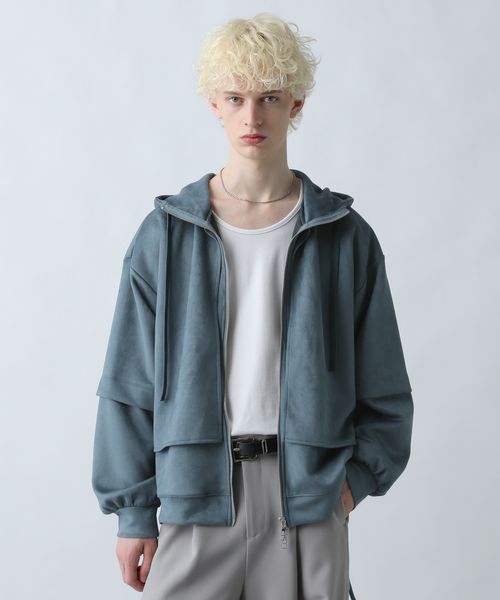 HARE MILKYスウェードフラシパーカー ブルー S メンズインナー ハレ 594143 and ST アンドエスティ(旧ドットエスティ) HARE MILKYスウェードフラシパーカー ブルー S メンズインナー ハレ 594143 and ST アンドエスティ(旧ドットエスティ)
