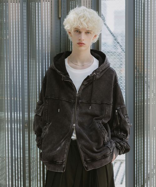 HARE 【SET UP対応】ピグメントダブルポケットZIPパーカー ナチュラル S メンズインナー ハレ 594233 and ST アンドエスティ（旧ドットエスティ）