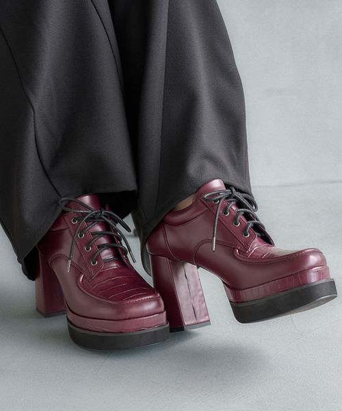 HARE 【LADIES】レースアップチャンキーシューズ ボルドー M ウィメンズグッズ ハレ 595330 and ST アンドエスティ（旧ドットエスティ）