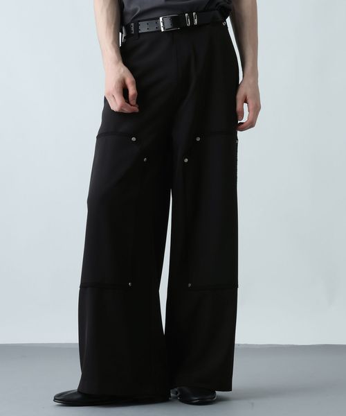 HARE ダブルニーワイドパンツ ブラック M メンズボトムス ハレ 597851 and ST アンドエスティ（旧ドットエスティ）