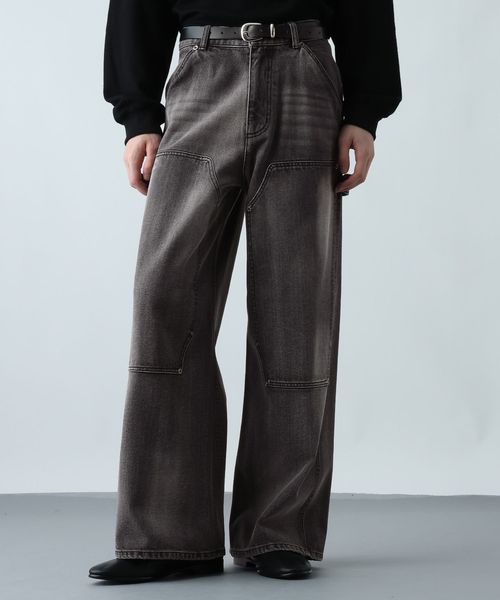 HARE ダブルニーデニムパンツ ブラック M メンズボトムス ハレ 597852 and ST アンドエスティ（旧ドットエスティ）