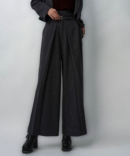 HARE 【LADIES】チェックハイウエストタックパンツ チャコールグレー FREE ウィメンズボトムス ハレ 599417 and ST アンドエスティ(旧ドットエスティ) HARE 【LADIES】チェックハイウエストタックパンツ チャコールグレー FREE ウィメンズボトムス ハレ 599417 and ST アンドエスティ(旧ドットエスティ)