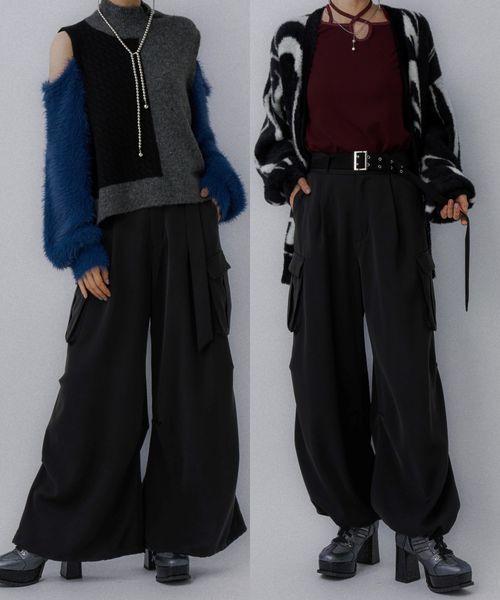 HARE 【LADIES】ベーシックワイドカーゴパンツ ブラック FREE ウィメンズボトムス ハレ 599720 and ST アンドエスティ(旧ドットエスティ) HARE 【LADIES】ベーシックワイドカーゴパンツ ブラック FREE ウィメンズボトムス ハレ 599720 and ST アンドエスティ(旧ドットエスティ)