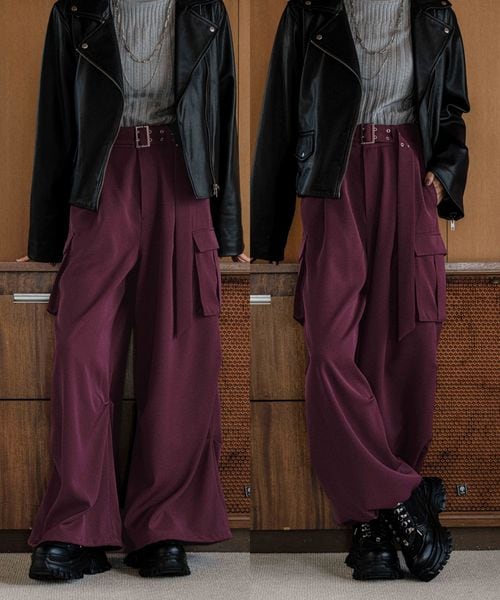 HARE 【LADIES】ベーシックワイドカーゴパンツ ボルドー FREE ウィメンズボトムス ハレ 599720 and ST アンドエスティ(旧ドットエスティ) HARE 【LADIES】ベーシックワイドカーゴパンツ ボルドー FREE ウィメンズボトムス ハレ 599720 and ST アンドエスティ(旧ドットエスティ)