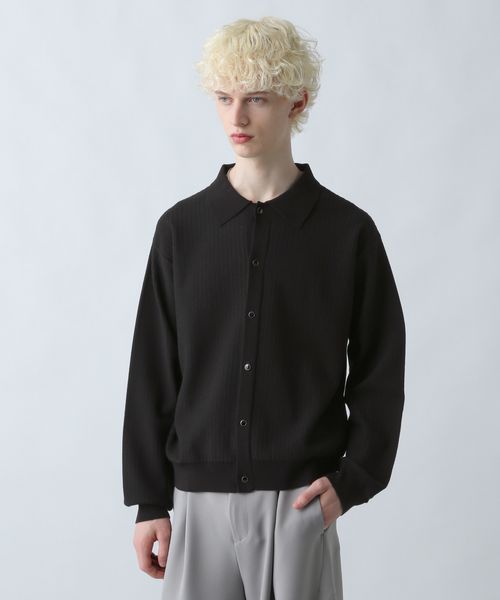 HARE パールボタンコンパクトニットシャツ ブラック S メンズインナー ハレ 600223 and ST アンドエスティ（旧ドットエスティ）