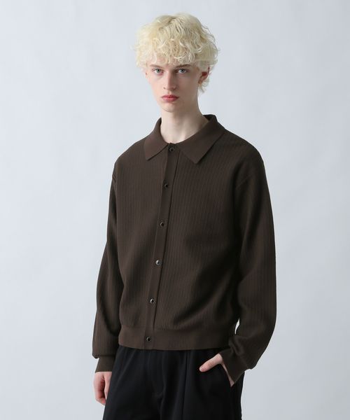 HARE パールボタンコンパクトニットシャツ ブラウン M メンズインナー ハレ 600223 and ST アンドエスティ（旧ドットエスティ）