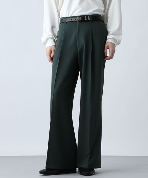 HARE 【SET UP対応】ポリエステルイージーギャバワイドフレアパンツ グリーン S メンズボトムス ハレ 600762 and ST アンドエスティ(旧ドットエスティ) HARE 【SET UP対応】ポリエステルイージーギャバワイドフレアパンツ グリーン S メンズボトムス ハレ 600762 and ST アンドエスティ(旧ドットエスティ)