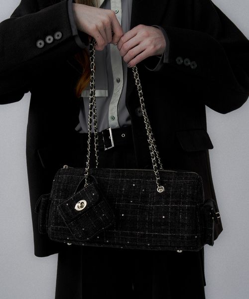 HARE 【LADIES】ツイードチャームツキバッグ ブラック ウィメンズグッズ ハレ 602698 and ST アンドエスティ（旧ドットエスティ）