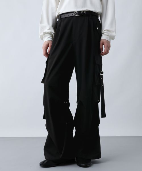 HARE 【SET UP対応】ニータックベルトカーゴパンツ ブラック M メンズボトムス ハレ 605523 and ST アンドエスティ（旧ドットエスティ）
