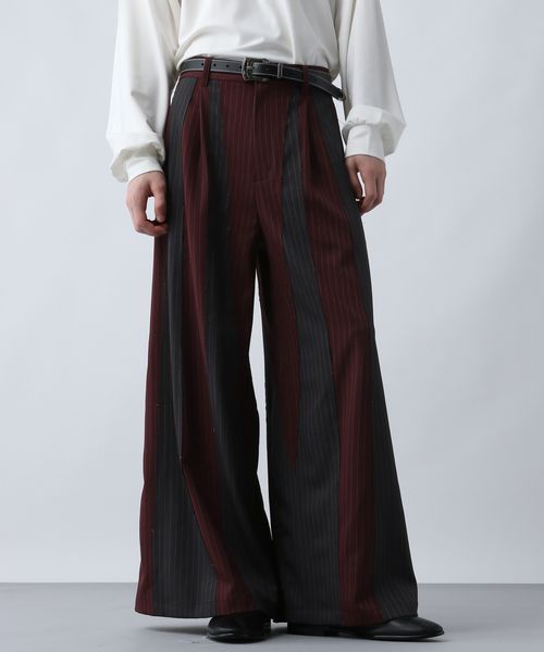 HARE 【SET UP対応】サイコウチクワイドスラックスパンツ ボルドー M メンズボトムス ハレ 605525 and ST アンドエスティ（旧ドットエスティ）