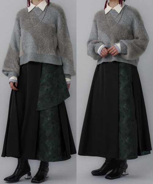 HARE 【SET UP対応 LADIES】アートジャガード2WAYスカート カーキ FREE ウィメンズボトムス ハレ 606604 and ST アンドエスティ(旧ドットエスティ) HARE 【SET UP対応 LADIES】アートジャガード2WAYスカート カーキ FREE ウィメンズボトムス ハレ 606604 and ST アンドエスティ(旧ドットエスティ)