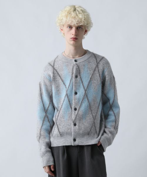 HARE アーガイルクルーネックカーディガン チャコールグレー FREE メンズインナー ハレ 606692 and ST アンドエスティ（旧ドットエスティ）