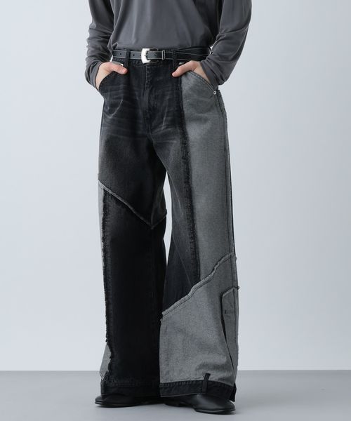 HARE サイコウチクワイドデニムパンツ ブラック S メンズボトムス ハレ 606931 and ST アンドエスティ（旧ドットエスティ）