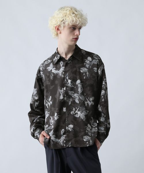 HARE フラワージャガードシャツLS ブラック FREE メンズインナー ハレ 606955 and ST アンドエスティ（旧ドットエスティ）