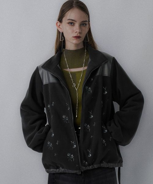 HARE 【LADIES】フェイクレザーキリカエシシュウフリースジャケット ブラック FREE ウィメンズインナー ハレ 607829 and ST アンドエスティ(旧ドットエスティ) HARE 【LADIES】フェイクレザーキリカエシシュウフリースジャケット ブラック FREE ウィメンズインナー ハレ 607829 and ST アンドエスティ(旧ドットエスティ)