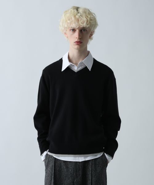 HARE レイヤードVネックニットプルオーバー ブラック FREE メンズインナー ハレ 621931 and ST アンドエスティ（旧ドットエスティ）