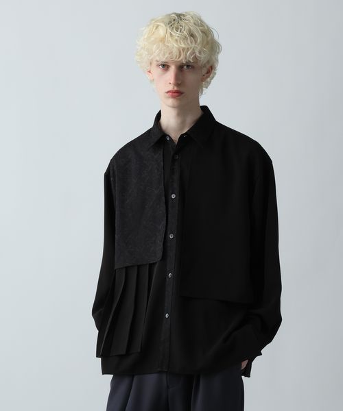 HARE ジャガードアシメプリーツシャツ ブラック FREE メンズインナー ハレ 622493 and ST アンドエスティ（旧ドットエスティ）