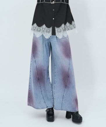 S/M 2サイズ展開/LADIES】クロスダブルアソートカコウデニムパンツ
