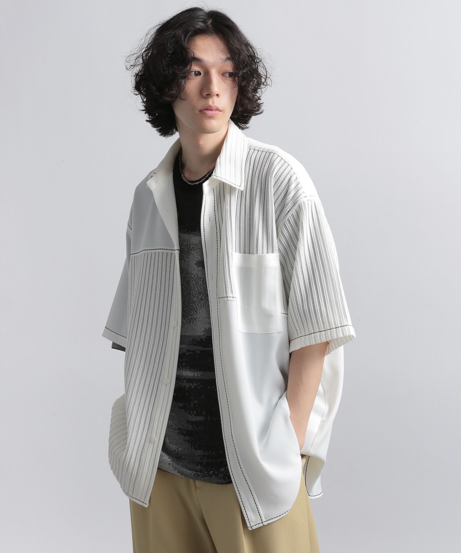 不破湊×HAREダマスクプリントボウタイシャツ HARE 不破湊 ダマスク