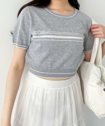 HYEON アップルパイニット グレー 半袖 Dazy リブ編み ハイネック 半袖ニット グレー - メルカリ