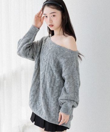 ニット セーター オフショルチュニックニット　145156 レディース Heather（ヘザー）の「オフショルチュニックニット 145156
