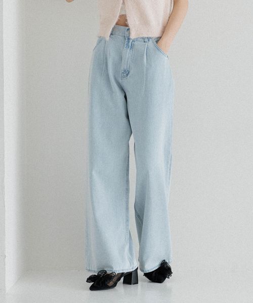 Heather ハイウエストデニムワイドパンツ2 ライトブルー M ウィメンズボトムス ヘザー 250170 and ST アンドエスティ(旧ドットエスティ) Heather ハイウエストデニムワイドパンツ2 ライトブルー M ウィメンズボトムス ヘザー 250170 and ST アンドエスティ(旧ドットエスティ)
