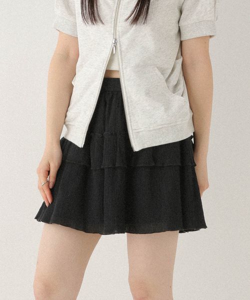 Heather コットンフリルミニスカート ブラック FREE ウィメンズボトムス ヘザー 283774 and ST アンドエスティ(旧ドットエスティ) Heather コットンフリルミニスカート ブラック FREE ウィメンズボトムス ヘザー 283774 and ST アンドエスティ(旧ドットエスティ)