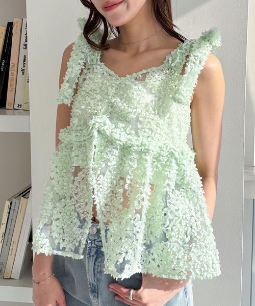 Heather フラワーチュールキャミ グリーン FREE ウィメンズインナー ヘザー 309089 and ST アンドエスティ(旧ドットエスティ) Heather フラワーチュールキャミ グリーン FREE ウィメンズインナー ヘザー 309089 and ST アンドエスティ(旧ドットエスティ)