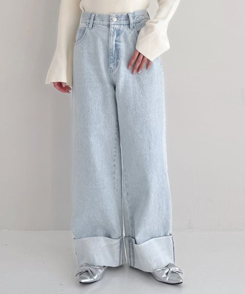 Heather ロールアップデニムパンツ ライトブルー M ウィメンズボトムス ヘザー 321916 and ST アンドエスティ(旧ドットエスティ) Heather ロールアップデニムパンツ ライトブルー M ウィメンズボトムス ヘザー 321916 and ST アンドエスティ(旧ドットエスティ)