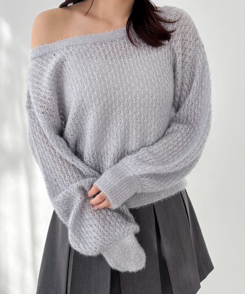 WEB限定価格】バックリボンメッシュラメニット | [公式]ヘザー