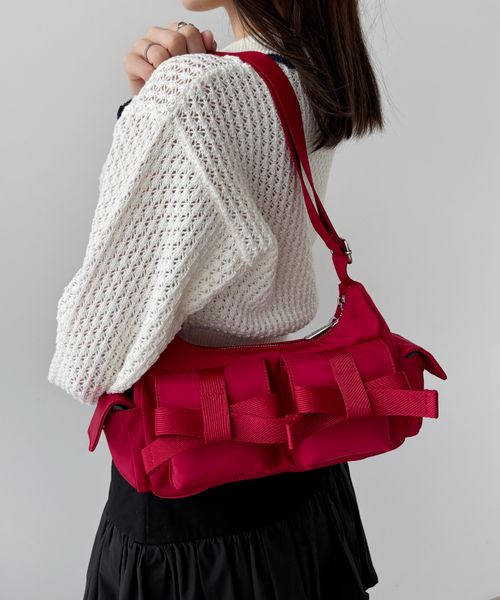 Heather ナイロンリボンショルダーBAG レッド ウィメンズグッズ ヘザー 327049 and ST アンドエスティ(旧ドットエスティ) Heather ナイロンリボンショルダーBAG レッド ウィメンズグッズ ヘザー 327049 and ST アンドエスティ(旧ドットエスティ)