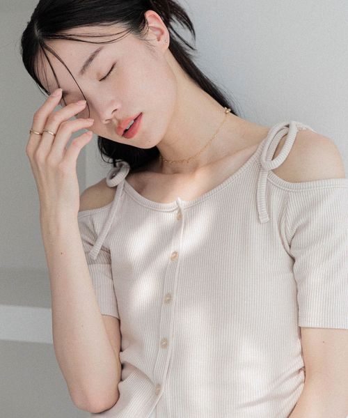 Heather リボンオフショルカットTEE ナチュラル FREE ウィメンズインナー ヘザー 452631 and ST アンドエスティ(旧ドットエスティ) Heather リボンオフショルカットTEE ナチュラル FREE ウィメンズインナー ヘザー 452631 and ST アンドエスティ(旧ドットエスティ)