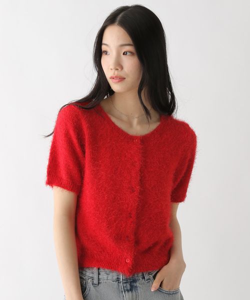 Heather 2WAYシャギーカーディガン(半袖) レッド FREE ウィメンズインナー ヘザー 452634 and ST アンドエスティ(旧ドットエスティ) Heather 2WAYシャギーカーディガン(半袖) レッド FREE ウィメンズインナー ヘザー 452634 and ST アンドエスティ(旧ドットエスティ)