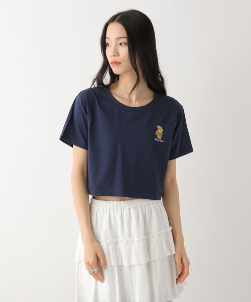 Heather 【TeddyBear/テディベア】刺繍ロゴTEE ネイビー FREE ウィメンズインナー ヘザー 452635 and ST アンドエスティ(旧ドットエスティ) Heather 【TeddyBear/テディベア】刺繍ロゴTEE ネイビー FREE ウィメンズインナー ヘザー 452635 and ST アンドエスティ(旧ドットエスティ)
