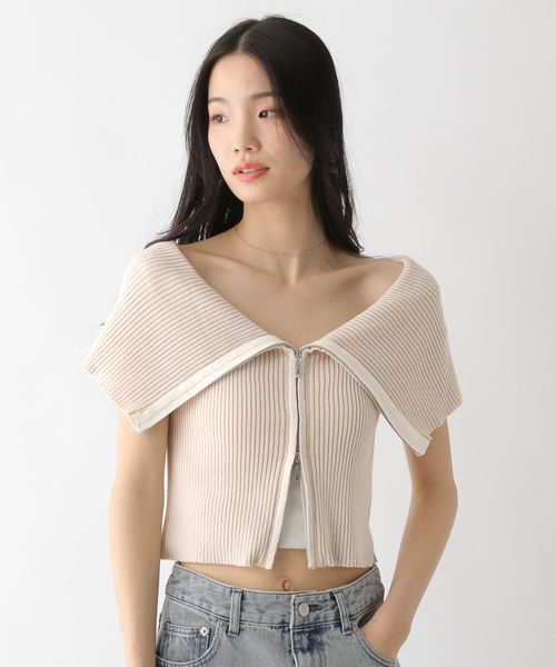 Heather WZIPオフショルニット(半袖) ナチュラル FREE ウィメンズインナー ヘザー 452638 and ST アンドエスティ(旧ドットエスティ) Heather WZIPオフショルニット(半袖) ナチュラル FREE ウィメンズインナー ヘザー 452638 and ST アンドエスティ(旧ドットエスティ)